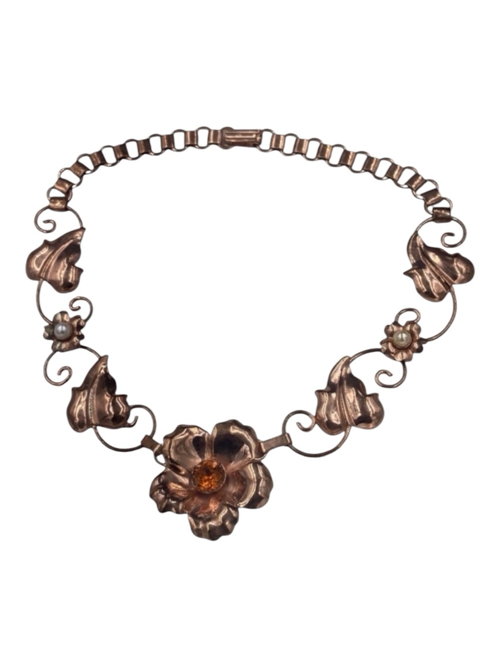 Vintage 1940's Retro Modern Sterling Rose Gold Vermeil Choker Necklace